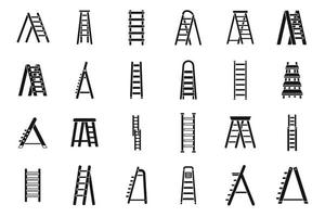 Step ladder icons set simple vector. Home metal vector