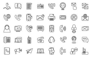 Contact us icons set outline vector. Button call vector