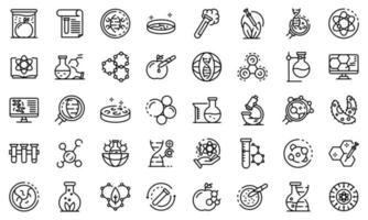 Bioengineer icons set, outline style vector