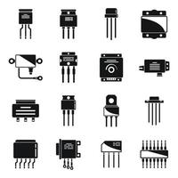 Voltage regulator icons set simple vector. Battery argon vector