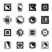 los iconos del procesador establecen un vector simple. tarjeta de computadora central