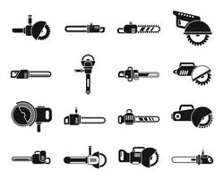 Electric saw icons set simple vector. Chainsaw equipment vector