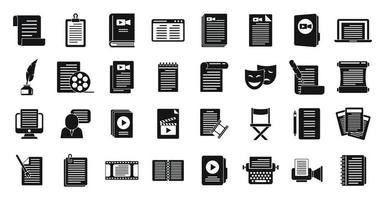 Scenario icons set simple vector. Event fabrications vector