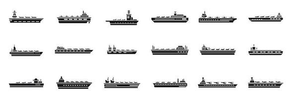 Aircraft carrier icons set simple vector. Army carrier vector