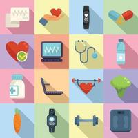 Healthy heart icons set flat vector. Health care vector