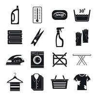 Laundry icons set, simple style vector