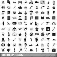 100 help icons set, simple style vector