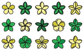 Plumeria icons set vector flat