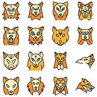 Wolf icons set vector flat