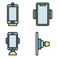 Mobile phone holder icons vector flat