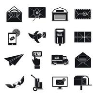 Poste service icons set, simple style vector