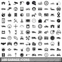 100 garage icons set, simple style vector