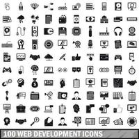 100 web development icons set, simple style vector