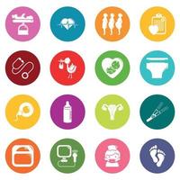 Pregnancy icons set colorful circles vector