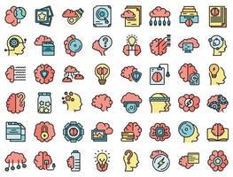 Memory icons set line color vector