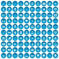 100 iconos médicos conjunto azul vector