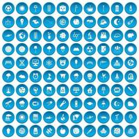 100 moon icons set blue vector