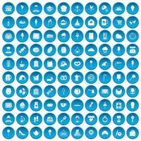 100 patisserie icons set blue