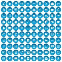 100 telephone icons set blue vector