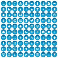 100 iconos de persona bien conjunto azul vector