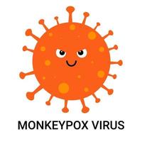 icono de viruela del mono de dibujos animados con células de virus. virus de la viruela del mono o concepto de viruela del mono. concepto de seguridad sanitaria. el virus pertenece al género orthopoxvirus en la familia poxviridae. vector