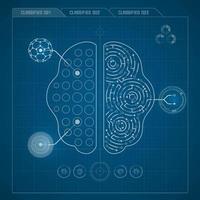 brain analysis blueprint vector