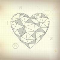 wireframe heart drawing vector