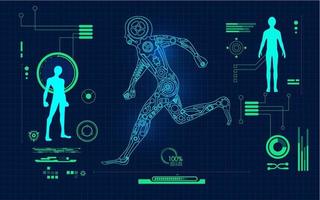 running cyborg blueprint vector