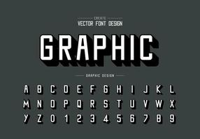 Font and alphabet vector, Shadows typeface and letter number design, Graphic text on background vector