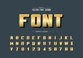 Gold font and bold alphabet vector, Golden writing typeface and number design, Graphic text on background vector