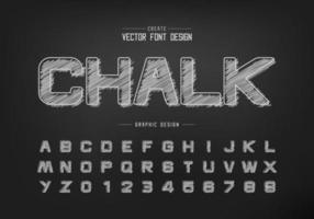 Chalk round font and alphabet vector, Hand draw design typeface letter and number vector