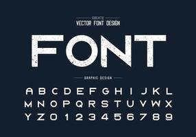 Texture font and grunge alphabet vector, Rough typeface letter and number design vector