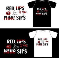 labios rojos y sorbos de vino vector