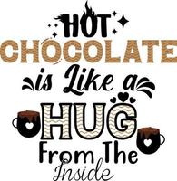 Chocolate  day design. Hot Chocolate Is Like A Hug From The Inside quote. vector