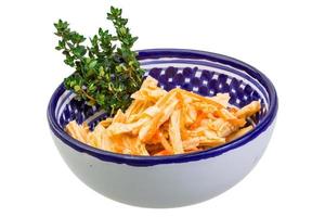 Tofu bamboo in a bowl on white background photo