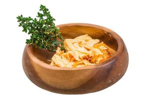 Tofu bamboo in a bowl on white background photo