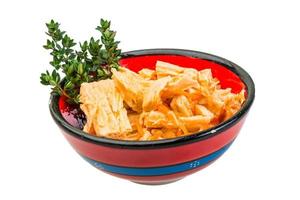 Tofu bamboo in a bowl on white background photo