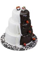 Wedding cake on white background photo