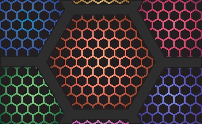 Hexagonal geometric abstract metal background with light. ilustrasi vektor