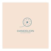 Dandelion flower logo with stem and leaves. Using modern vector concept design symbol icon illustration
