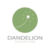 Dandelion flower logo with stem and leaves. Using modern vector concept design symbol icon illustration