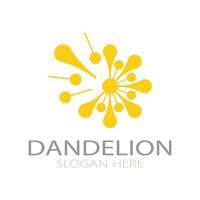 Dandelion flower logo with stem and leaves. Using modern vector concept design symbol icon illustration