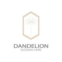 Dandelion flower logo with stem and leaves. Using modern vector concept design symbol icon illustration