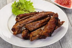 Roasted pork ribs photo