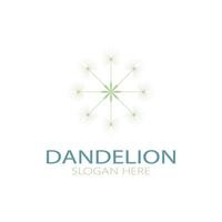 Dandelion flower logo with stem and leaves. Using modern vector concept design symbol icon illustration