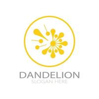 Dandelion flower logo with stem and leaves. Using modern vector concept design symbol icon illustration