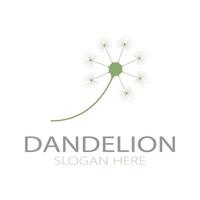 Dandelion flower logo with stem and leaves. Using modern vector concept design symbol icon illustration