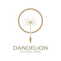 Dandelion flower logo with stem and leaves. Using modern vector concept design symbol icon illustration