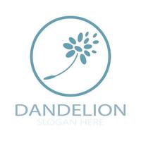 Dandelion flower logo with stem and leaves. Using modern vector concept design symbol icon illustration