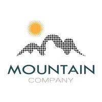 Minimalist mountain and sun logo design in flat colors packed with modern concepts vector illustration